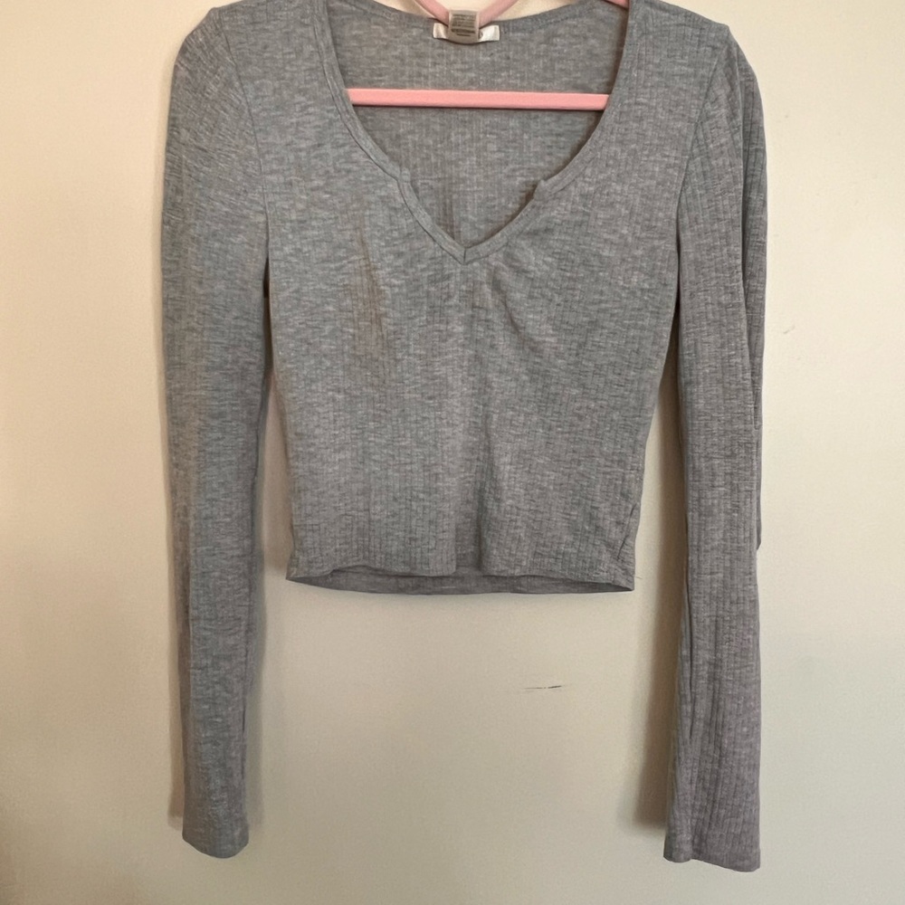 Gray Long Sleeve Women's Top